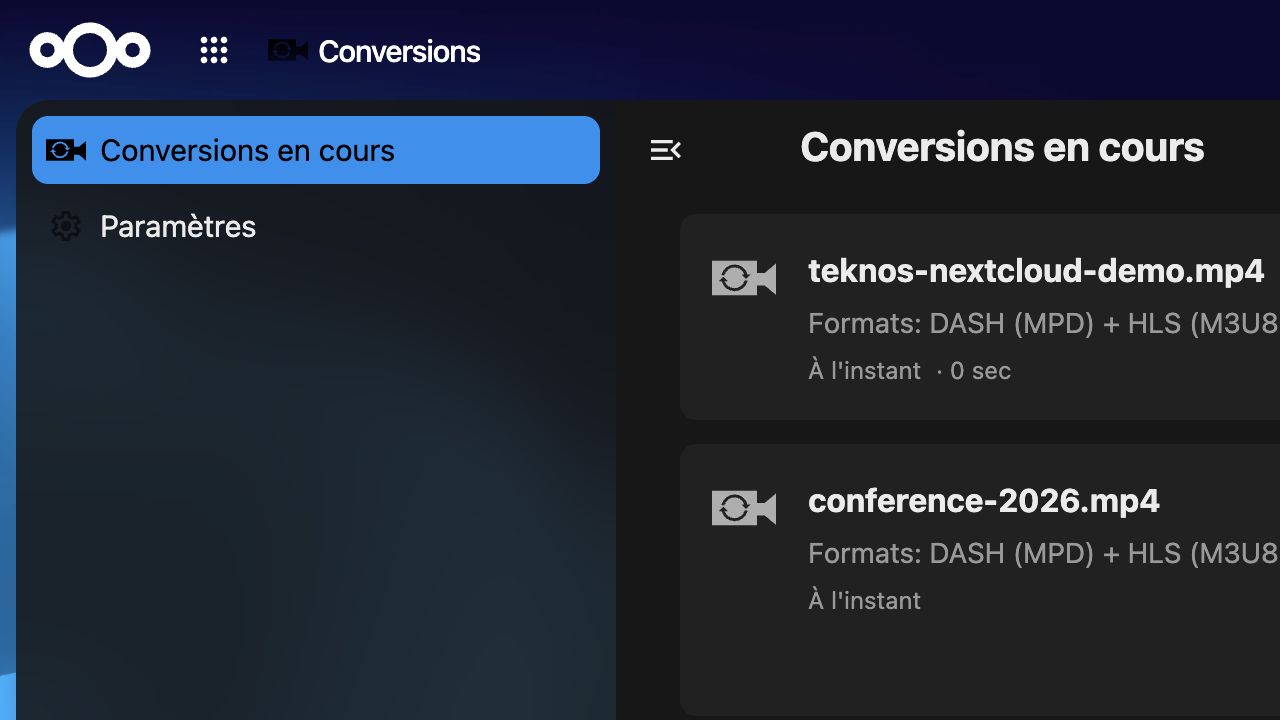 File de conversion vidéo asynchrone dans Nextcloud